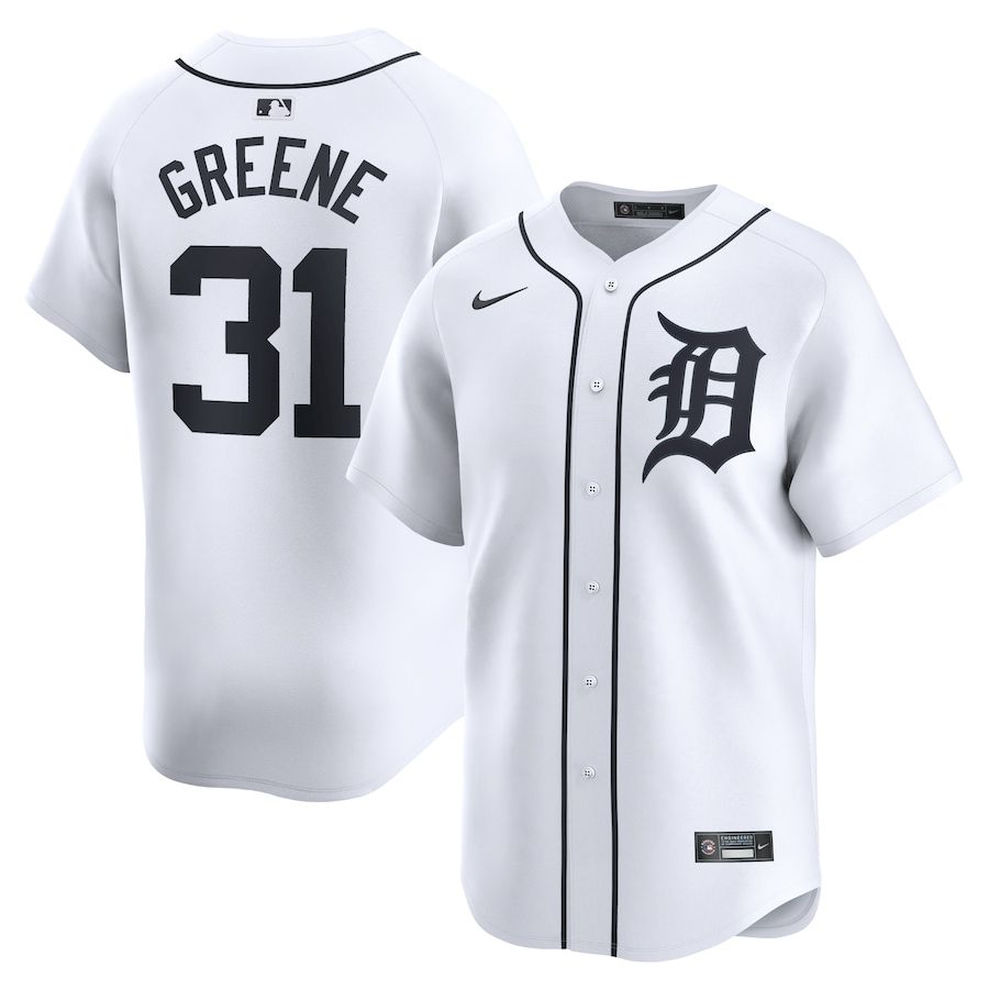 Men Detroit Tigers 31 Riley Greene Nike White Home Limited Player MLB Jersey